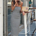 Loungewear Party Dress Modern Sleeveless Striped