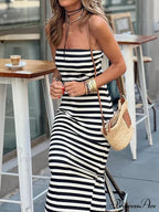 Loungewear Party Dress Modern Sleeveless Striped
