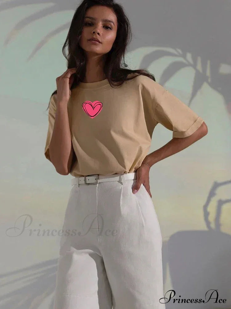 Love Printed Summer Cotton Plus Size Basic Tee T-Shirt