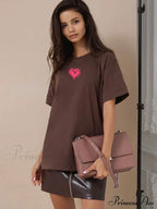 Love Printed Summer Cotton Plus Size Basic Tee T-Shirt