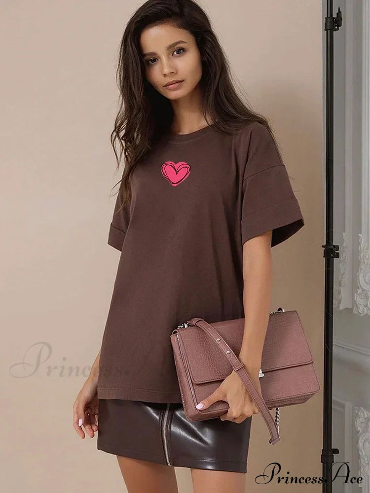 Love Printed Summer Cotton Plus Size Basic Tee T-Shirt