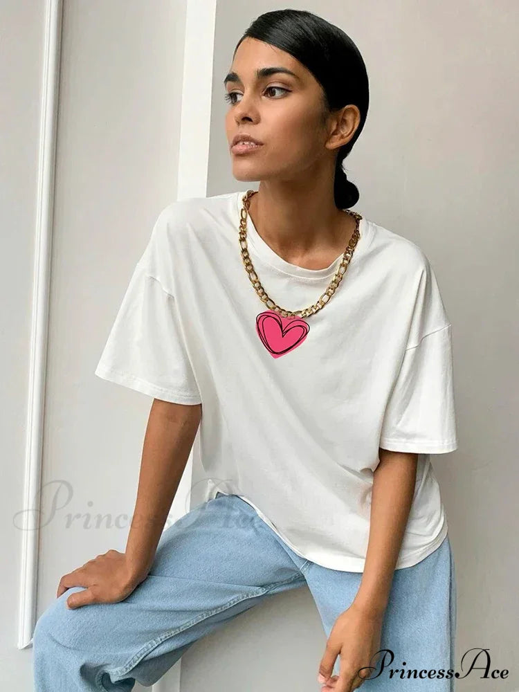 Love Printed Summer Cotton Plus Size Basic Tee T-Shirt