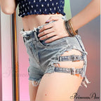Low Denim Bandage Brief Hole Club Jeans Skinny Dj Blue Women Dance Waist Ripped Mini Shorts White Black