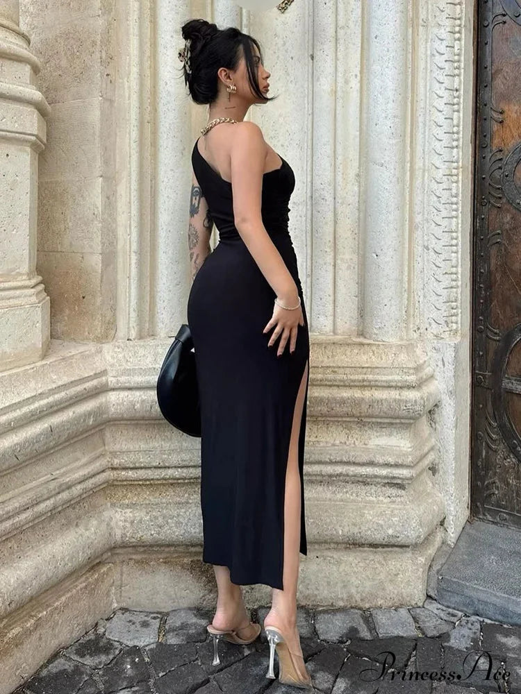 Maxi Split Sleeveless Backless Slim Casual Elegant Bodycon Dress