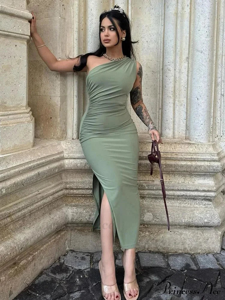 Maxi Split Sleeveless Backless Slim Casual Elegant Bodycon Dress