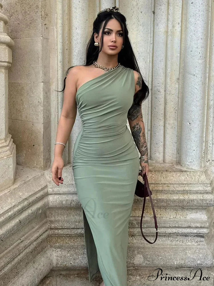 Maxi Split Sleeveless Backless Slim Casual Elegant Bodycon Dress