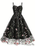 Mesh Floral Embroidery A Line Party Dress For Summer
