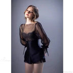 Mesh Lace Slimming Retro Sling Elegant Three Piece Set