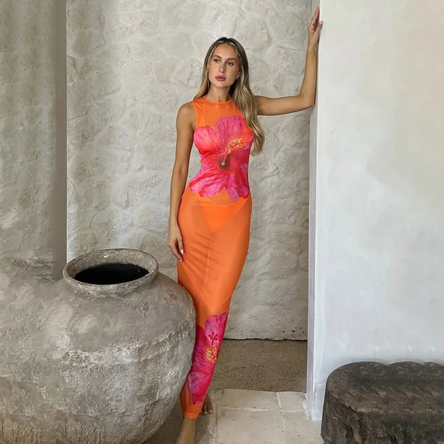Mesh Perspective Vacation Dress