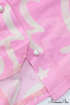 Mesh Printed Blouse In Pink