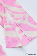Mesh Printed Blouse In Pink