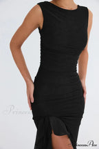 Mesh Ruffle Stylish Sleeveless Midi Dress