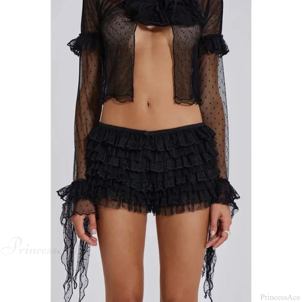 Mesh Tiered Net Bloomer Short