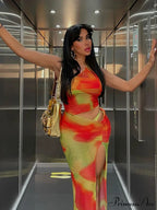 Mesh Two Piece Set Maxi Dress