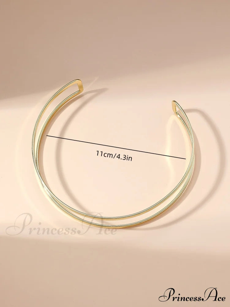 Metal Line Necklace Frosty Style C-Shaped Daily Jewelry