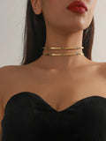 Metal Line Necklace Frosty Style C-Shaped Daily Jewelry