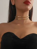 Metal Line Necklace Frosty Style C-Shaped Daily Jewelry