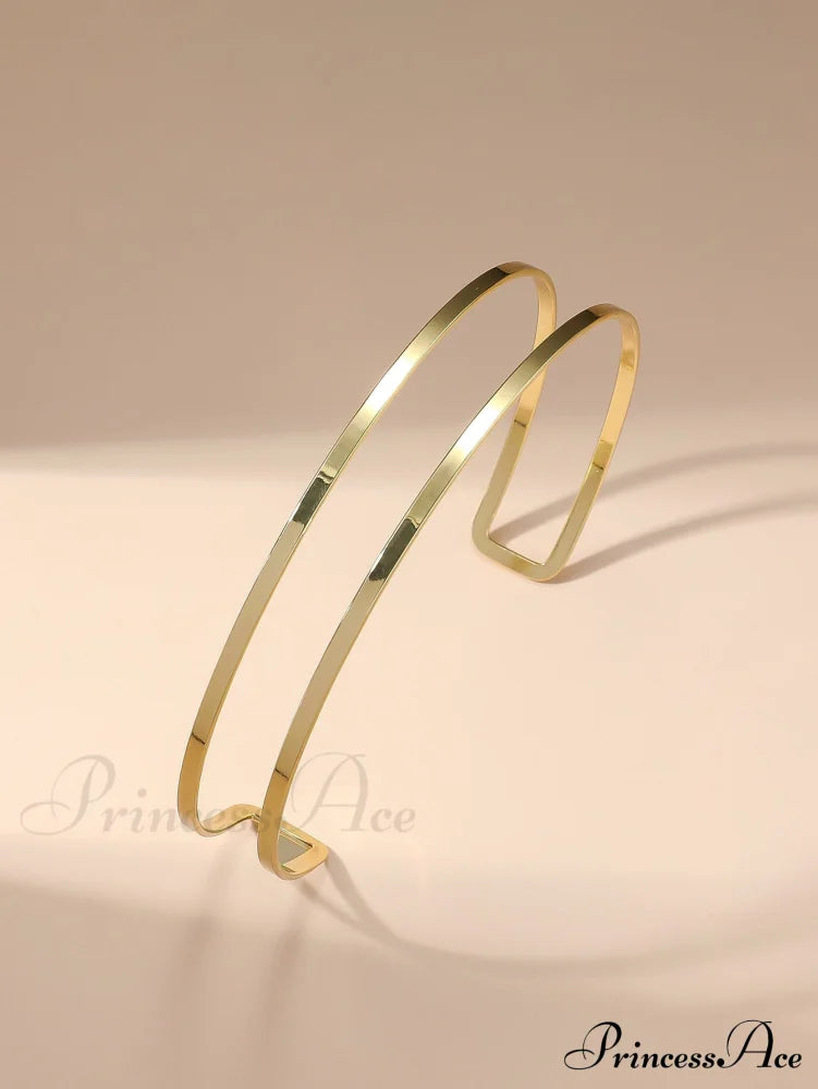 Metal Line Necklace Frosty Style C-Shaped Daily Jewelry