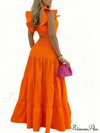 Mid Waist Swing Skirt And Career Two Piece Dress Suit