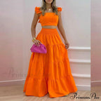Mid Waist Swing Skirt And Career Two Piece Dress Suit