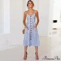 Polka Dot Striped Backless Midi Dress