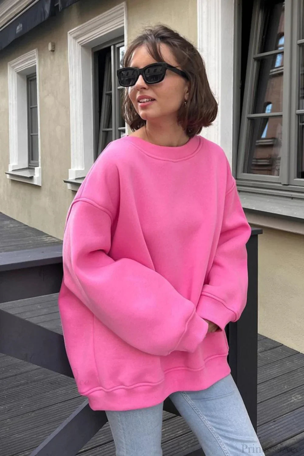 Minimalist Solid Crew Neck Oversize Sweatshirt
