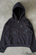 Minimalist Star Print Zip-Up Hoodie