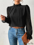 Mock Flounce Blouse Sheer With Arm Neck