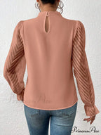 Mock Flounce Blouse Sheer With Arm Neck
