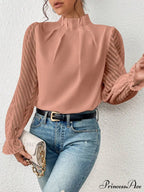 Mock Flounce Blouse Sheer With Arm Neck