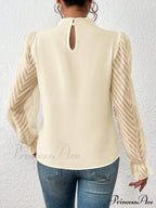 Mock Flounce Blouse Sheer With Arm Neck