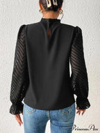Mock Flounce Blouse Sheer With Arm Neck