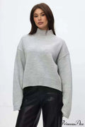 Mock Neck Bell-Sleeve Loose Short Sweater