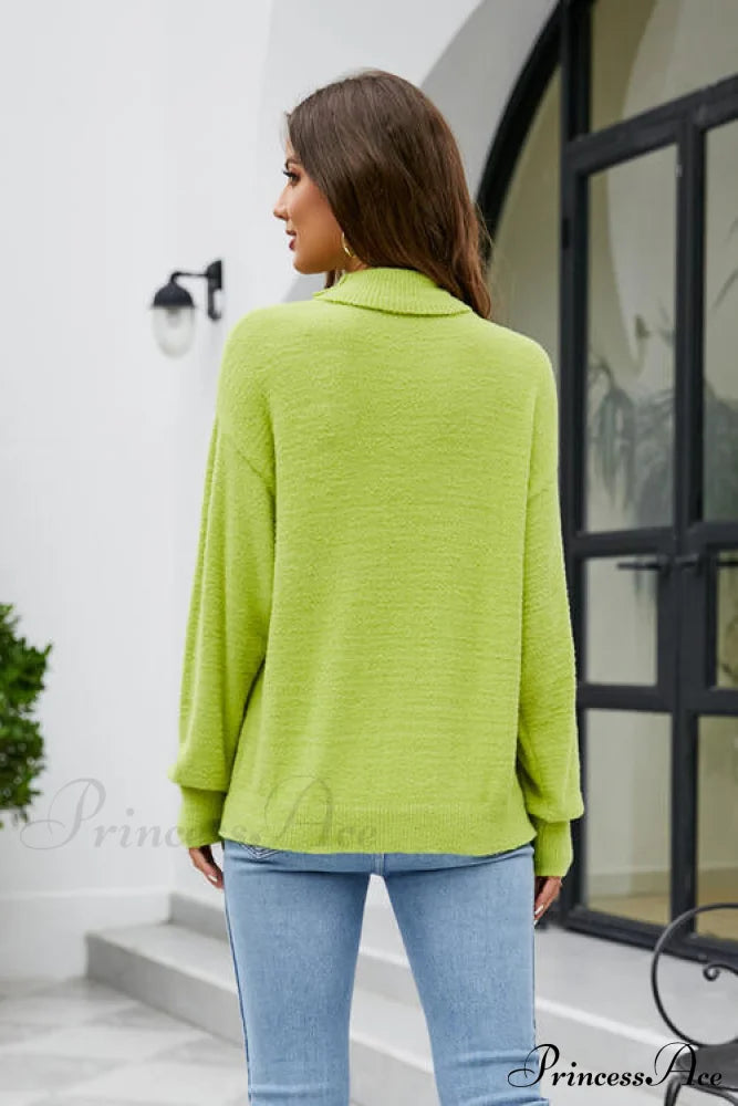 Mock With Dropped And Neck Sweater Arm Long Shoulder
