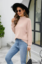 Mock With Dropped And Neck Sweater Arm Long Shoulder