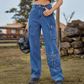 Multi Pocket Cargo Pantalones Jeans