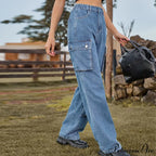 Multi Pocket Cargo Pantalones Jeans