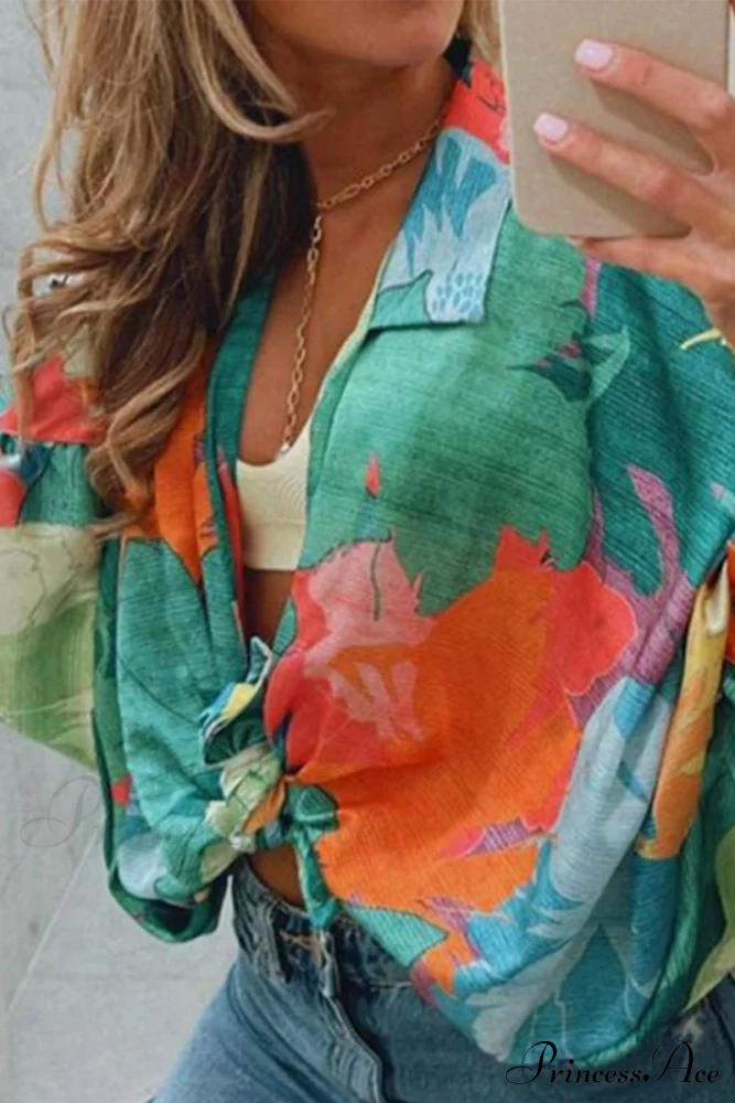 Neckline Blouses 4 In Patchwork Colors