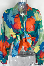 Neckline Blouses 4 In Patchwork Colors