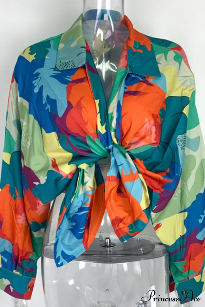 Neckline Blouses 4 In Patchwork Colors