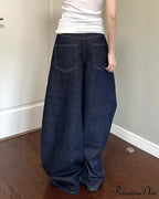 American Women Black High Street Vibe Wide-Leg Autumn Winter Men And Washed Loose Straight Pants Jeans