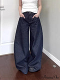 American Women Black High Street Vibe Wide-Leg Autumn Winter Men And Washed Loose Straight Pants Jeans