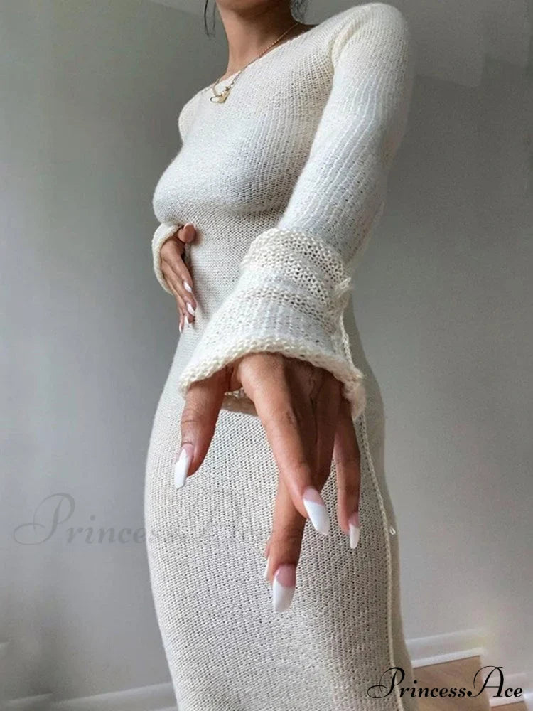 Knitted Bodycon Fairy Grunge Casual Maxi Dress