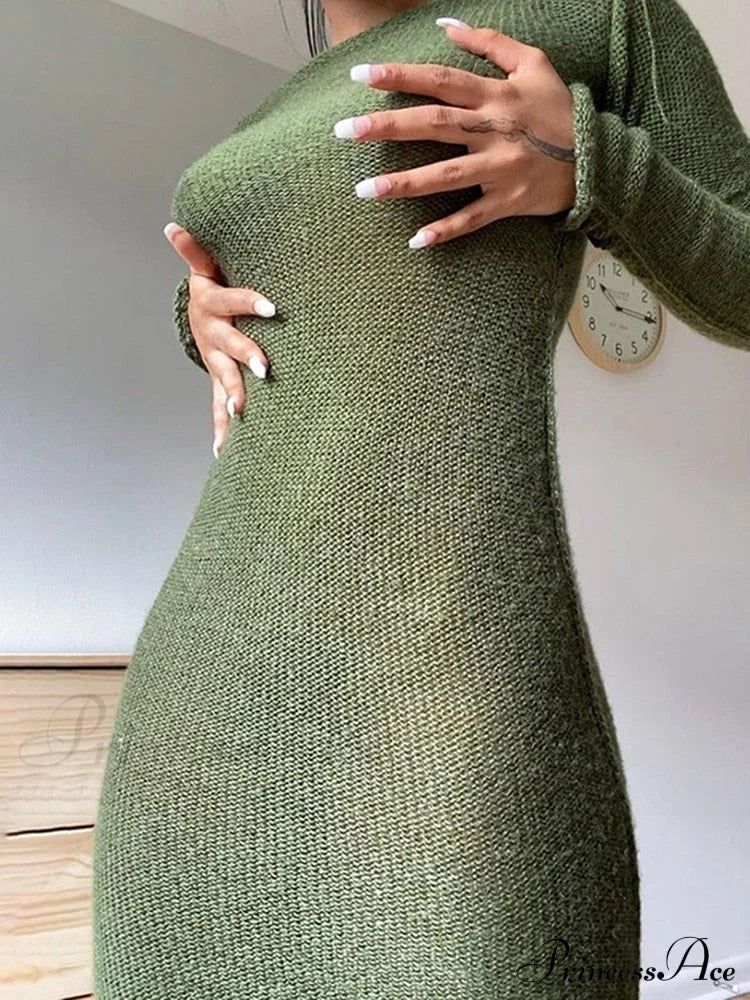 Knitted Bodycon Fairy Grunge Casual Maxi Dress