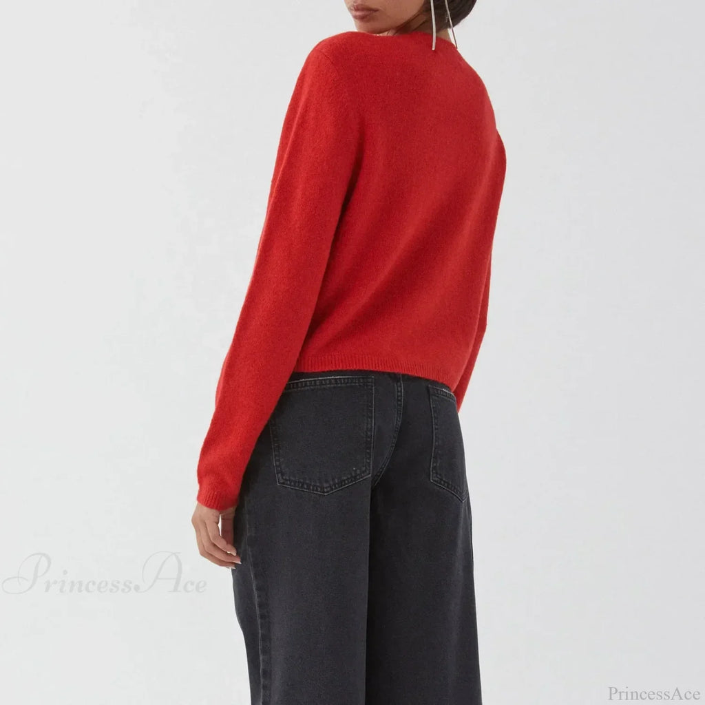 O-Neck Cropped Button Knitted Cardigan