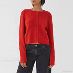 O-Neck Cropped Button Knitted Cardigan