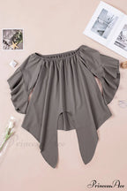 Off-Shoulder Blouse Tie With Hem
