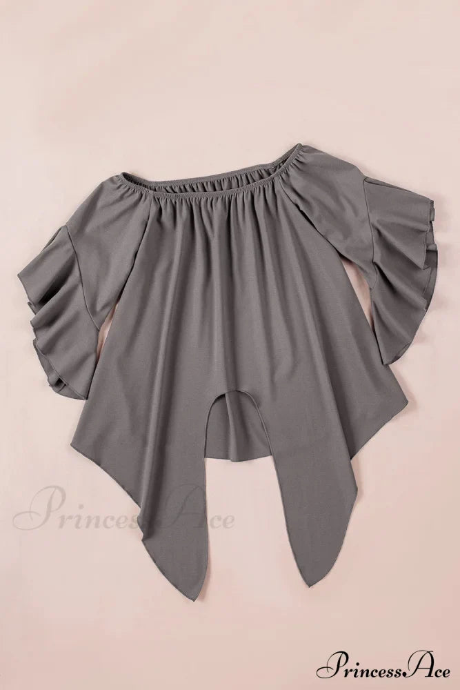 Off-Shoulder Blouse Tie With Hem