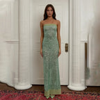 Off-Shoulder High Split Sequin Party Dress
