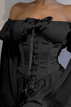 Off Shoulder Lace-Up Corset Ruched Dress